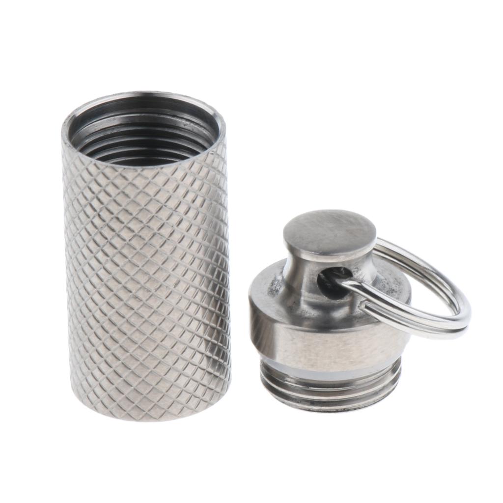 Portable Pill Case, Titanium Waterproof Pill Box Dispenser Keychain for Vitamins Tablets Capsules Storage Organizer Bottle