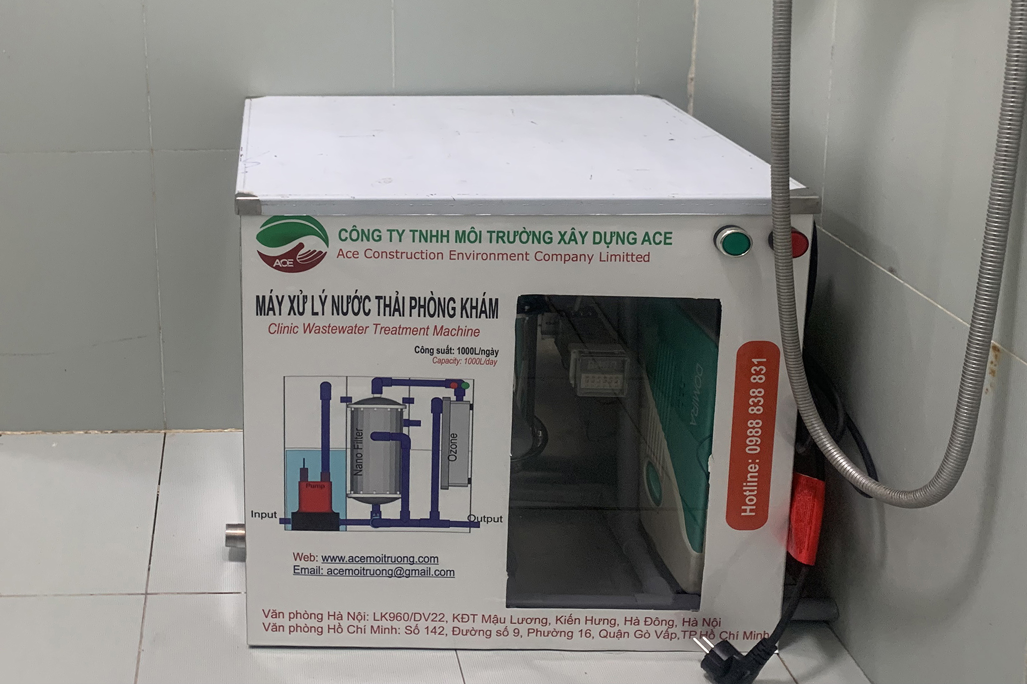 (Hàng chính hãng) Máy lọc nước thải Litero ACE1000I xử lý nước thải Phòng khám nha khoa công nghệ oxy hoá bậc cao kết hợp lọc nano và than hoạt tính 1 bộ