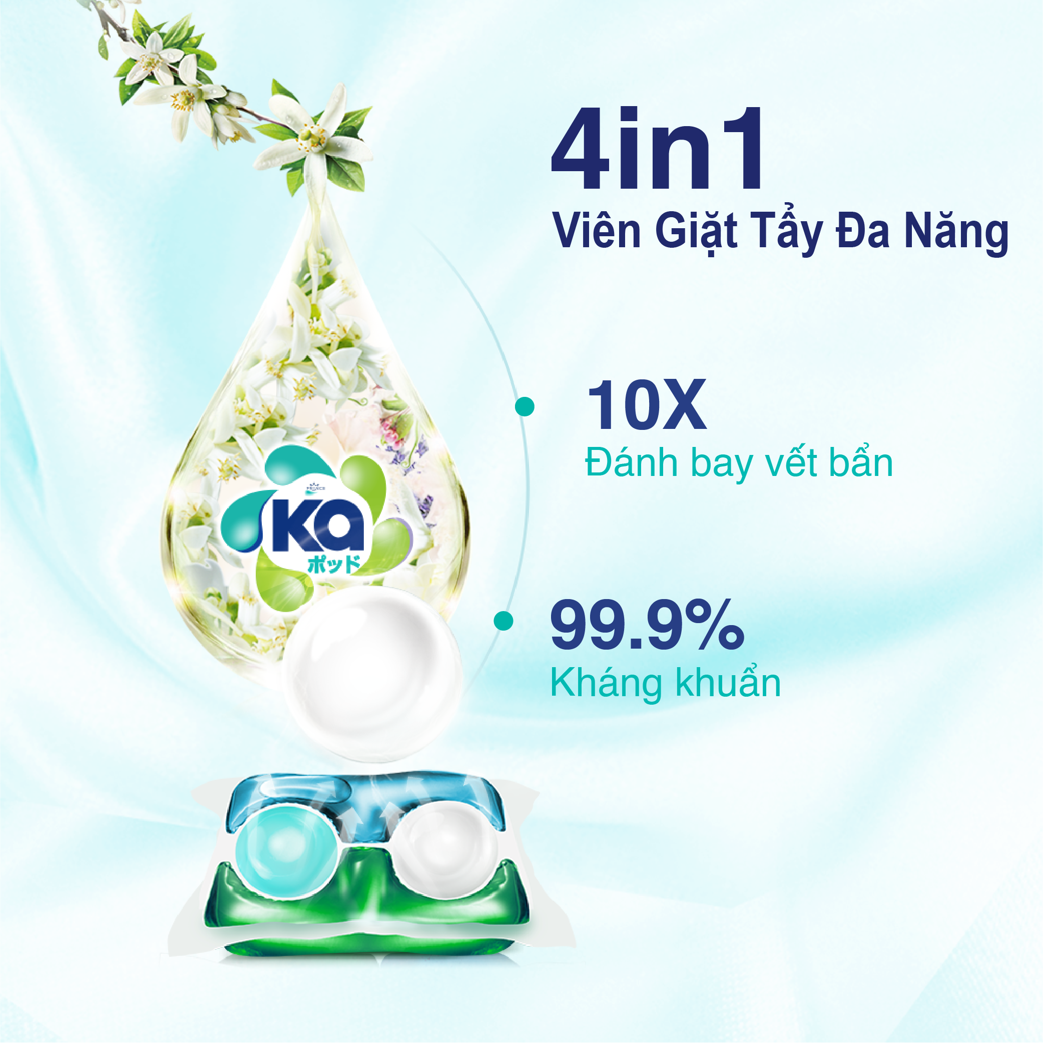 Combo 3 Túi Viên Giặt Xả Đa Năng 4 Trong 1 KA Universal