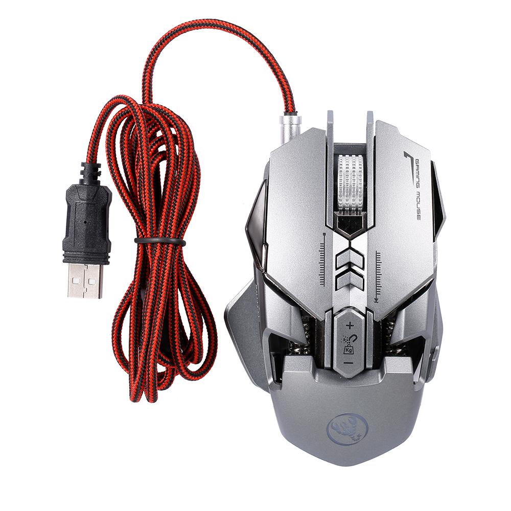 Chuột chơi game có dây HXSJ J800 lập trình macro bảy phím với sáu DPI có thể điều chỉnh Hiệu ứng ánh sáng RGB đầy màu sắc
