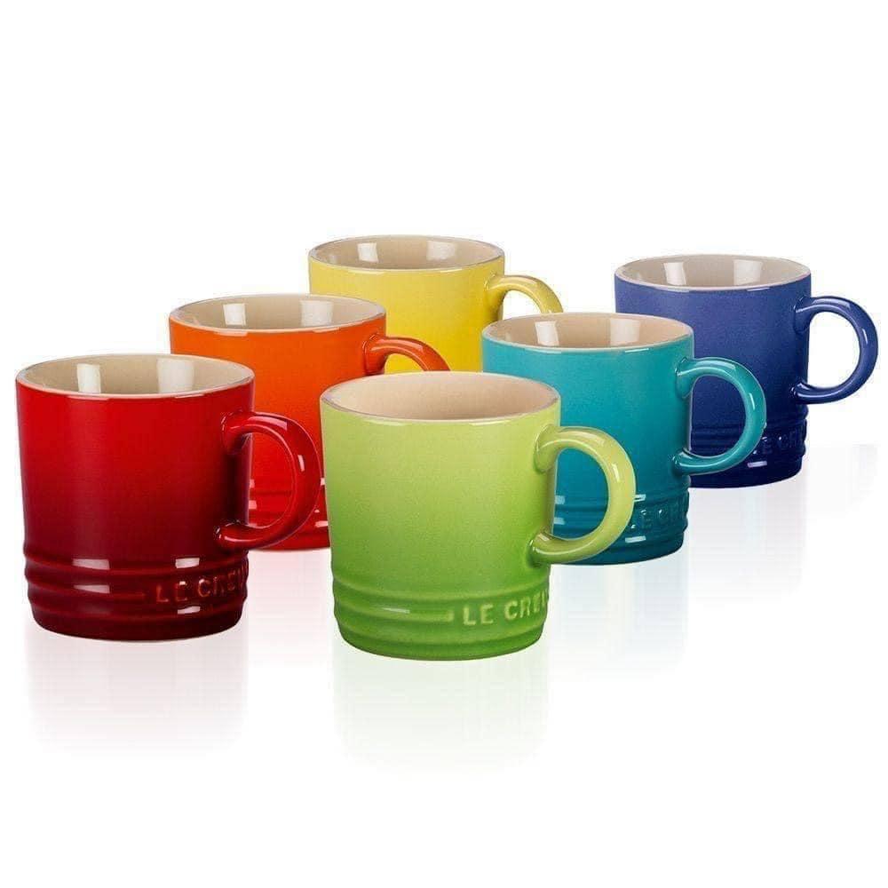 Set 6 Cốc Gốm LE CREUSET, Bộ Cốc Cầu Vồng Uống Trà, Cafe, Dung Tích 350ml, Dùng Được Với Máy Rửa Bát, Nhập Đức