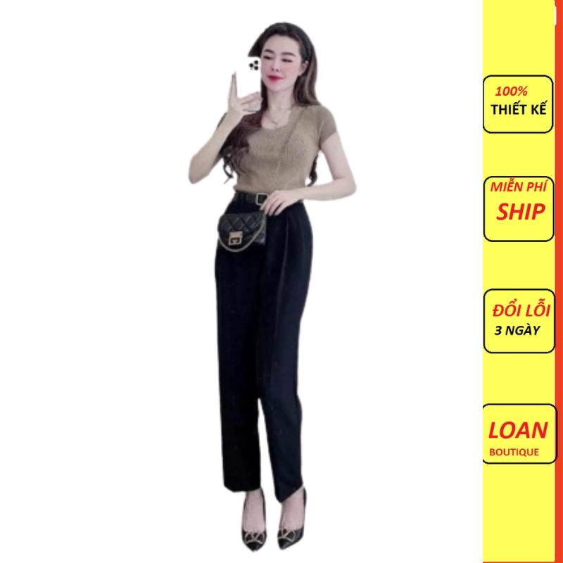 Quần tây nữ dáng baggy kèm đai chất lụa Ruby suông đẹp