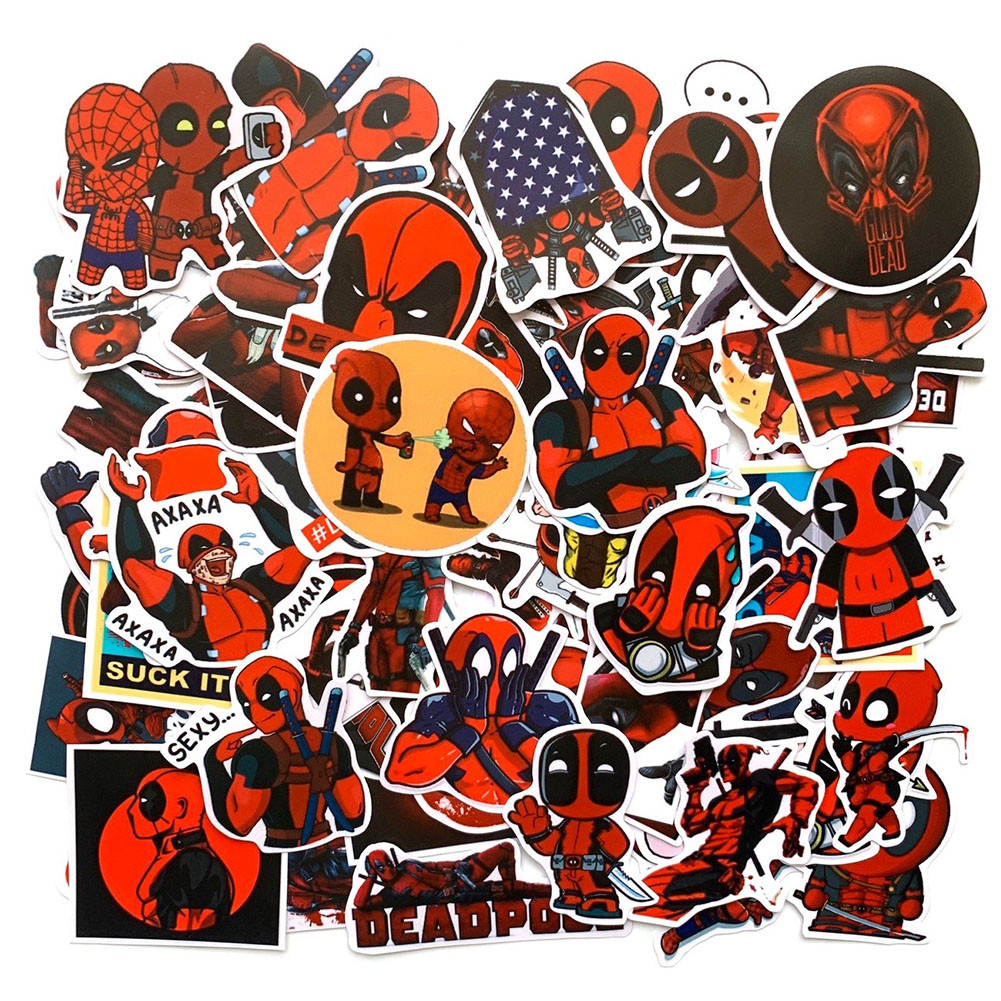 Bộ 50 Sticker Deadpool (2020) Hình Dán Đỏ Đen Chủ Đề Anti Hero Bựa Hài Hước Vui Vẻ Chống Nước Decal Chất Lượng Cao Trang Trí Va Ly Du Lịch Xe Đạp Xe Máy Xe Điện Motor Laptop Nón Bảo Hiểm Máy Tính Học Sinh Tủ Quần Áo Nắp Lưng Điện Thoại