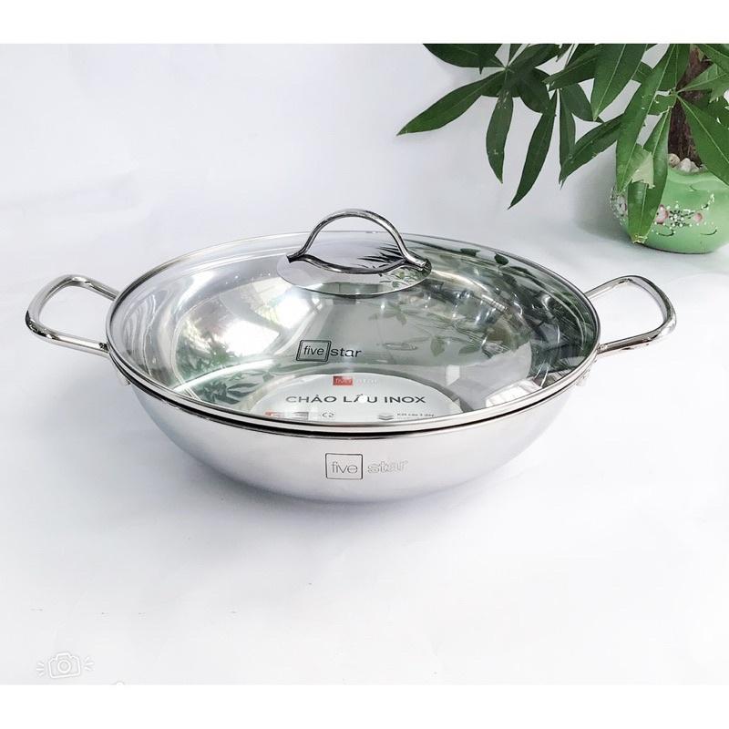 Chảo lẩu xào 3 đáy inox 430 Fivestar Standard nắp kính FSCL32001 W32-3DG