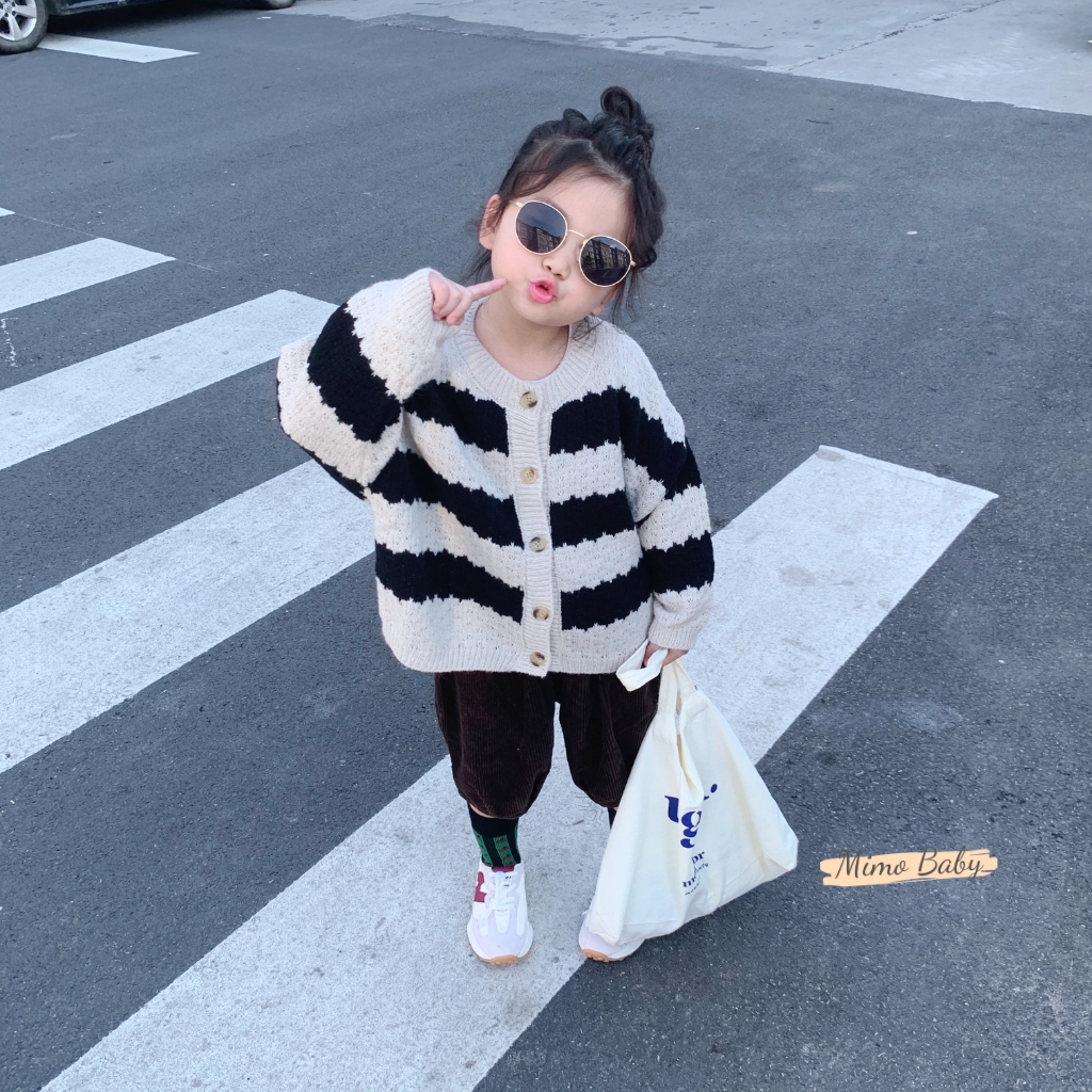 Áo cardigan len kẻ sọc basic mùa thu đông cho bé style Hàn Quốc QA64 Mimo Baby