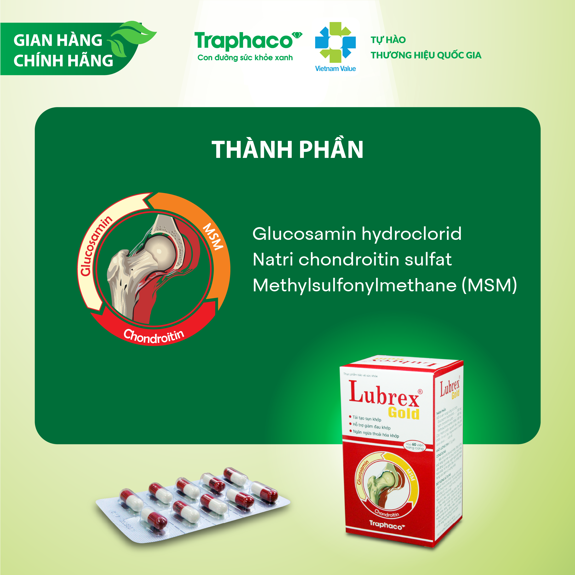 LUBREX GOLD - BẢO VỆ VÀ TÁI TẠO SỤN KHỚP - NGĂN NGỪA THOÁI HÓA KHỚP
