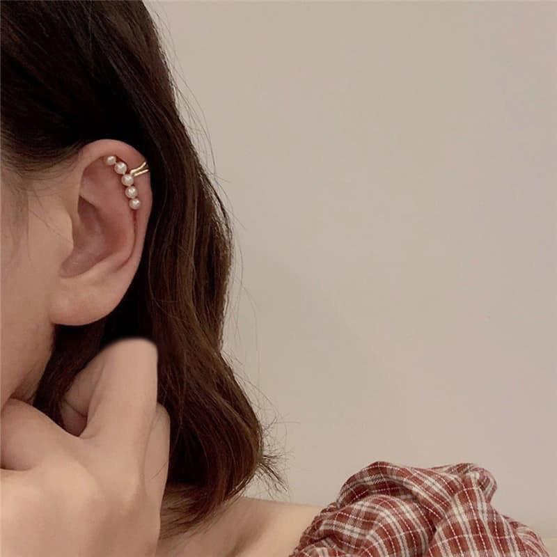 Khuyên kẹp tai 5 hạt ngọc-Khuyên tai 5 hạt ngọc Phiên bản Hàn Quốc/Phong cách Hàn Quốc
