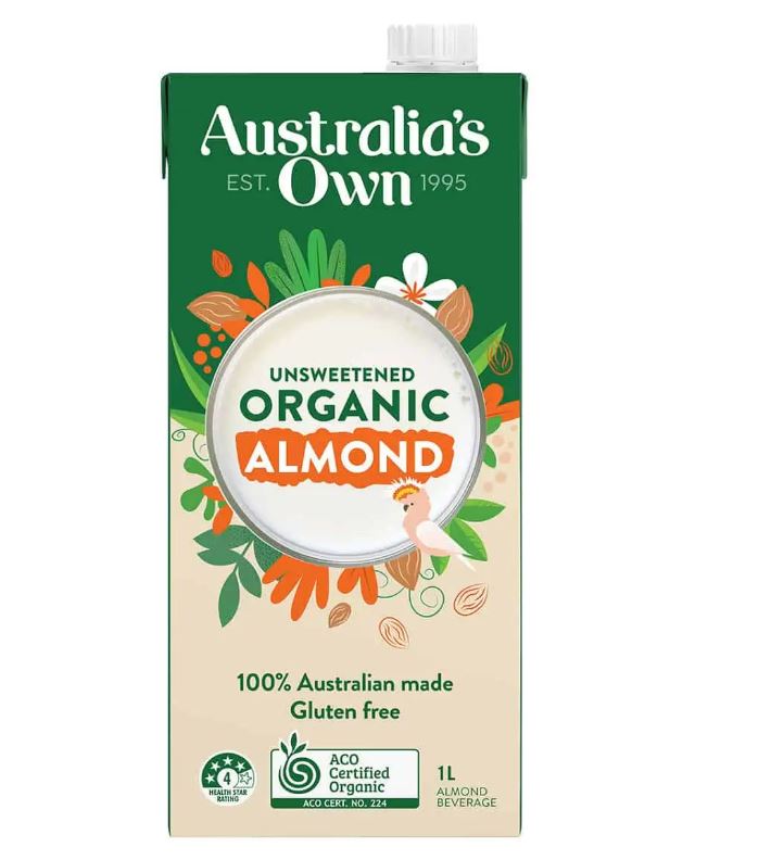 Sữa hạnh nhân hữu cơ không đường Australias Own 1L - Australia's Own Unsweetened Organic Almond 1L