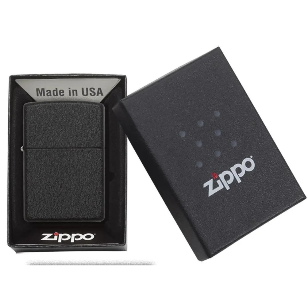 Bật Lửa Zippo Chính Hãng Mỹ Black Crackle 236 Đen Nhám Sần Cầm Chắc Tay