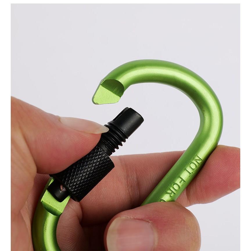 Móc khóa Carabiner hình chữ D bằng hợp kim nhôm, móc khóa du lịch đa năng nhiều màu sắc.