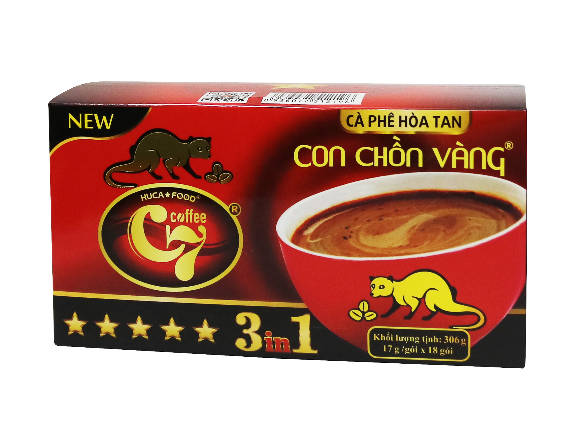 Cà Phê Hòa Tan 3in1 Con Chồn Vàng C7 Hộp 18 Gói - Huca Food