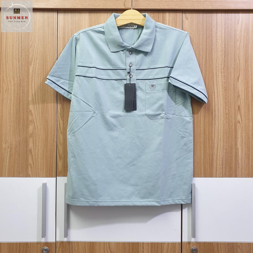 Áo Thun Nam Polo Cổ Trụ Trung Niên Cao Cấp Vải Cotton Loại Trơn From Rộng Tay Lỡ SUNMEN Đủ Màu Size Từ 50 - 80kg