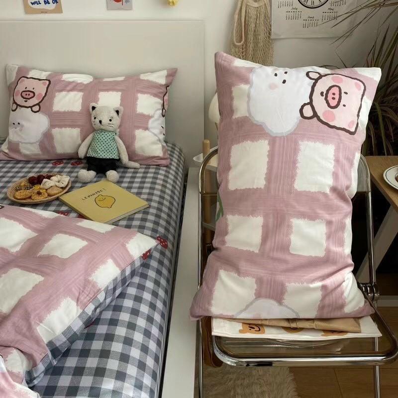 Bộ chăn ga gối Cotton Living M2T bedding chăn ga Hàn Quốc heo con đáng yêu 100% Cotton