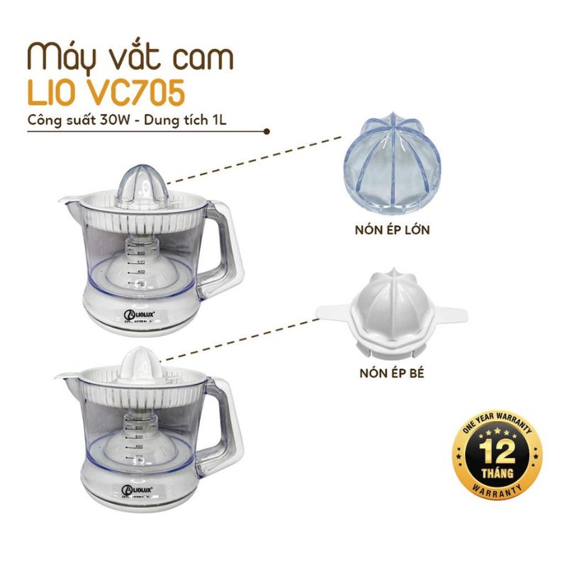 Máy vắt cam điện tự động Liolux LIO-VC705, máy ép cam dung tích 1L - Hàng chính hãng