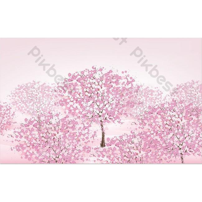 Tranh dán tường Tranh giấc mơ hoa anh đào lãng mạn, tranh dán tường 3d hiện đại MS637790