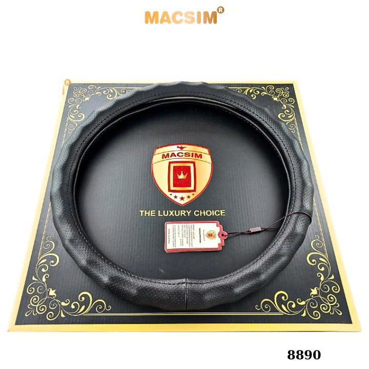 Bọc vô lăng cao cấp Macsim mã 8890 màu coffee, màu be, màu đen chỉ đen - Chất liệu da thật 100%, khâu tay thủ công size M