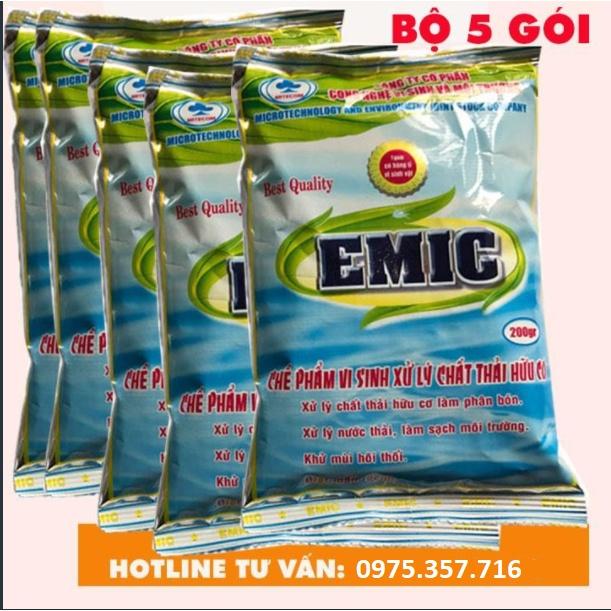 5 Gói Chế Phẩm Sinh Học EM - EMIC - Chế Phẩm Ủ Phân Hữu Cơ - Gói 200Gr
