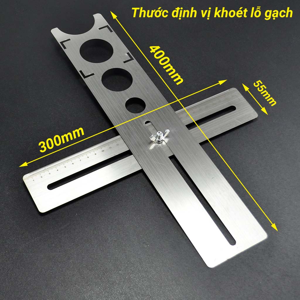 Thước định vị lỗ khoét gạch ốp lát - inox