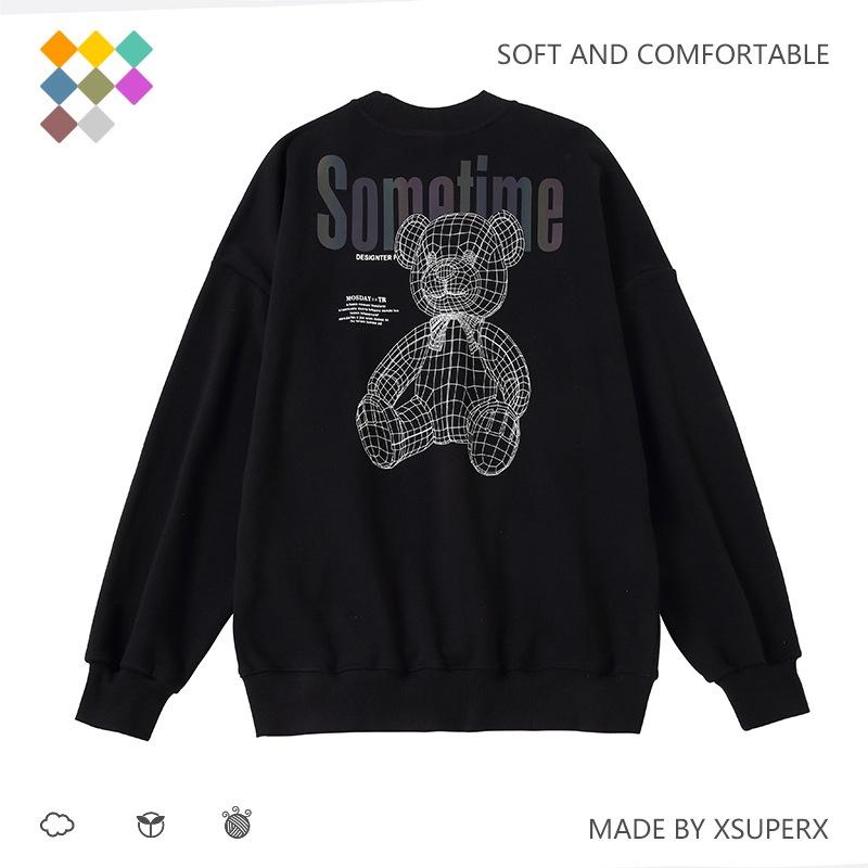 Áo thun cổ tròn Sweater hình gấu Unisex