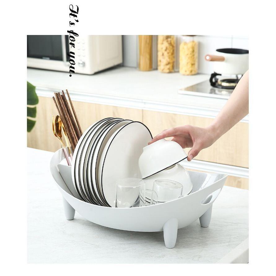 Kệ Để Chén Bát, Kệ Úp Chén Bát Hình Thuyền Có Khe Thoát Nước Tiện Lợi