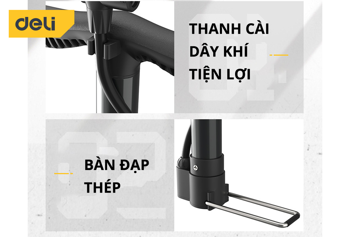 Bơm Xe Đạp Cầm Tay Deli Cao Cấp - Siêu Nhẹ, Nhỏ Gọn, Tiện Lợi, Dễ Dàng Di Chuyển - Áp Suất Cao - DL880006