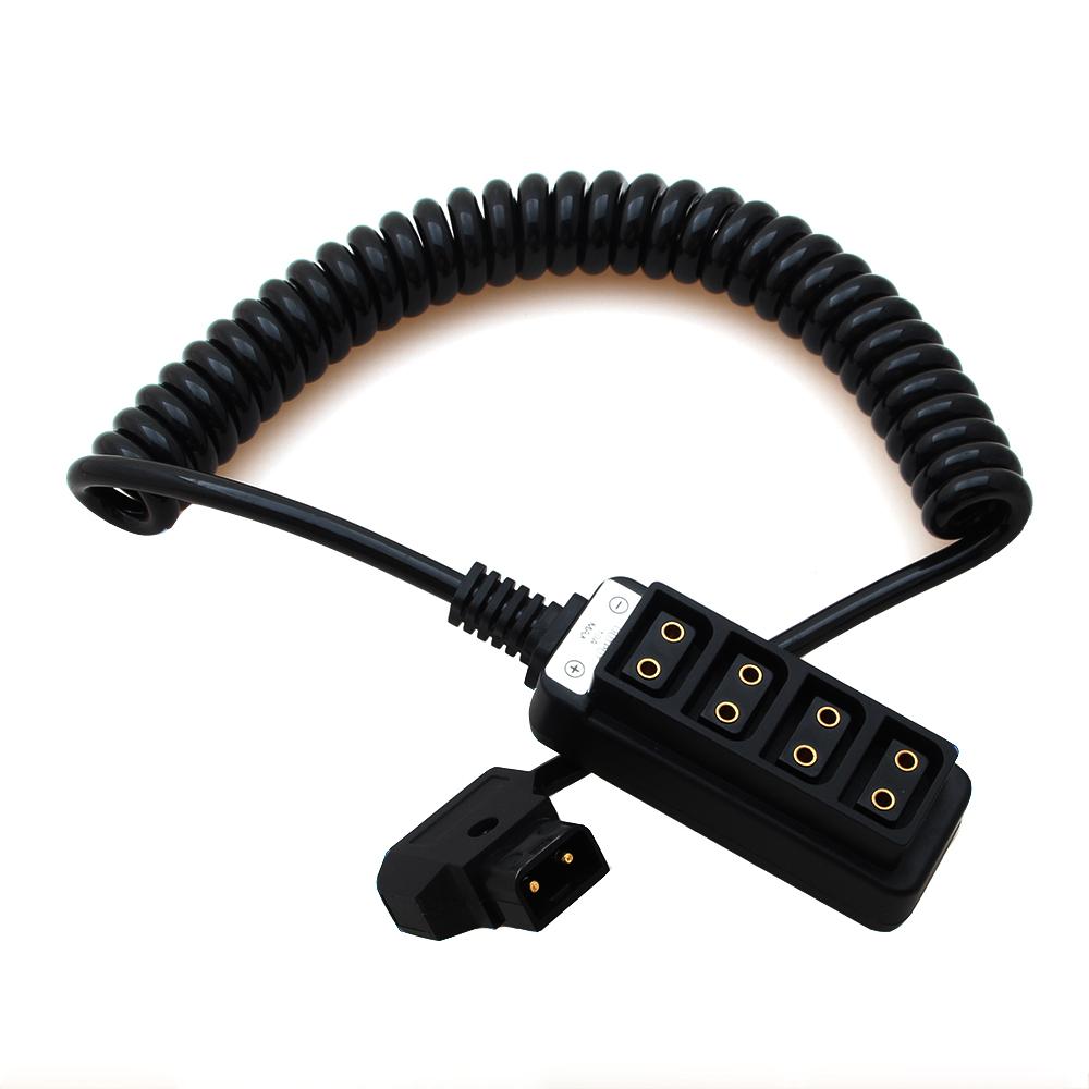 D-Tap Male to 4-Port D-Tap Female Cable Splitter Spring Line for Anton Bauer Battery