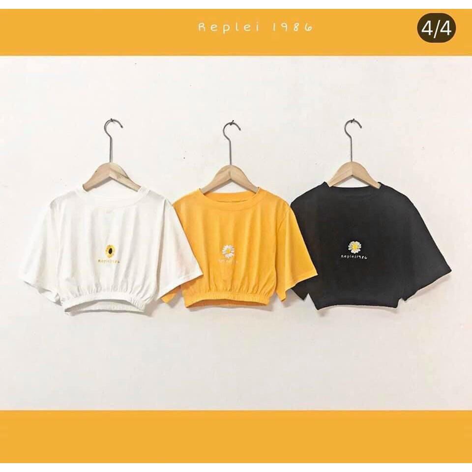 ÁO CROPTOP ÔM | ÁO CROPTOP BO THÊU HOA CÚC CT17 | NARINSHOP.LA