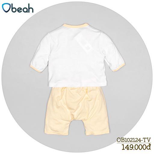 Obeah set bộ tay lỡ trắng phối vàng (sơ sinh) Fullsize 59 đến 90 cho bé từ 0 đến 24 tháng