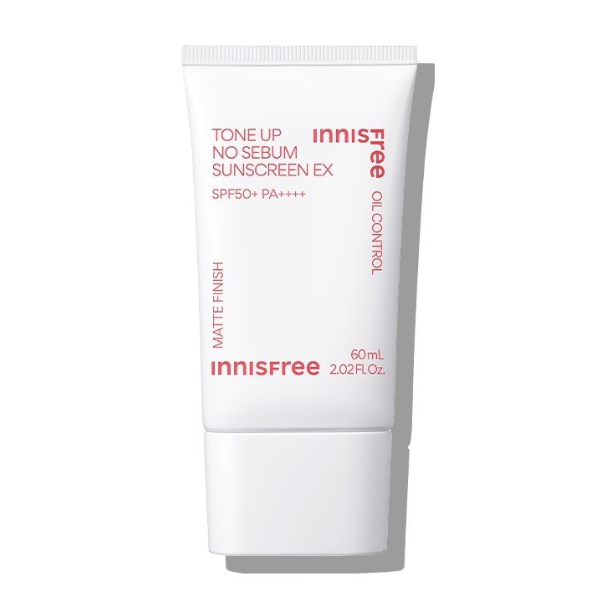 Kem chống nắng nâng tông kiềm dầu innisfree Tone Up No Sebum Sunscreen EX SPF 50+ PA++++ 60 mL (New 2023)