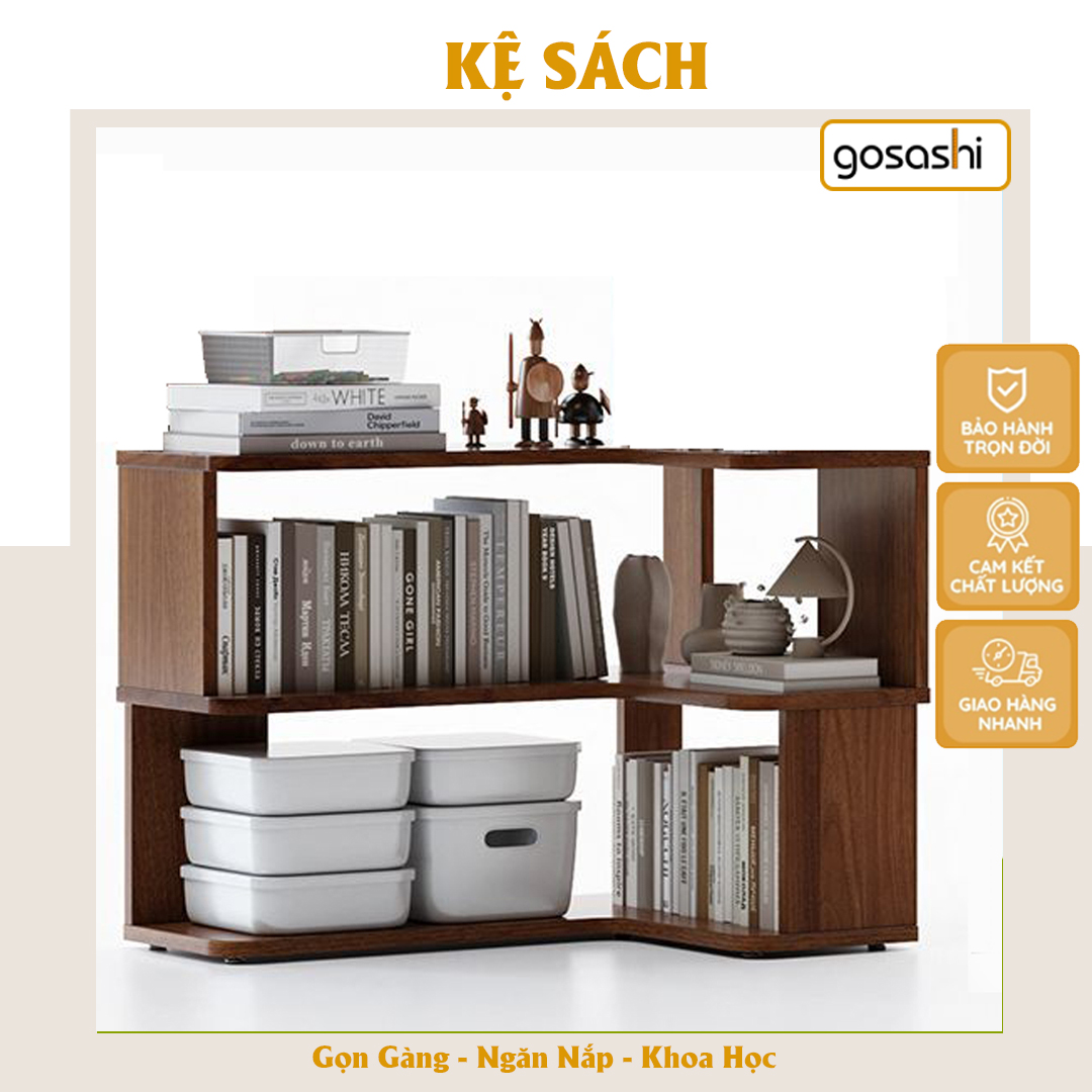 Kệ Sách Trang Trí Góc Tường Hình Chữ L Nhiều Tầng Đa Năng Chất Liệu Gỗ MDF Phủ Melamin Cao Cấp Phong Cách Và Màu Sắc Hiện Đại Dễ Dàng Lắp Đặt