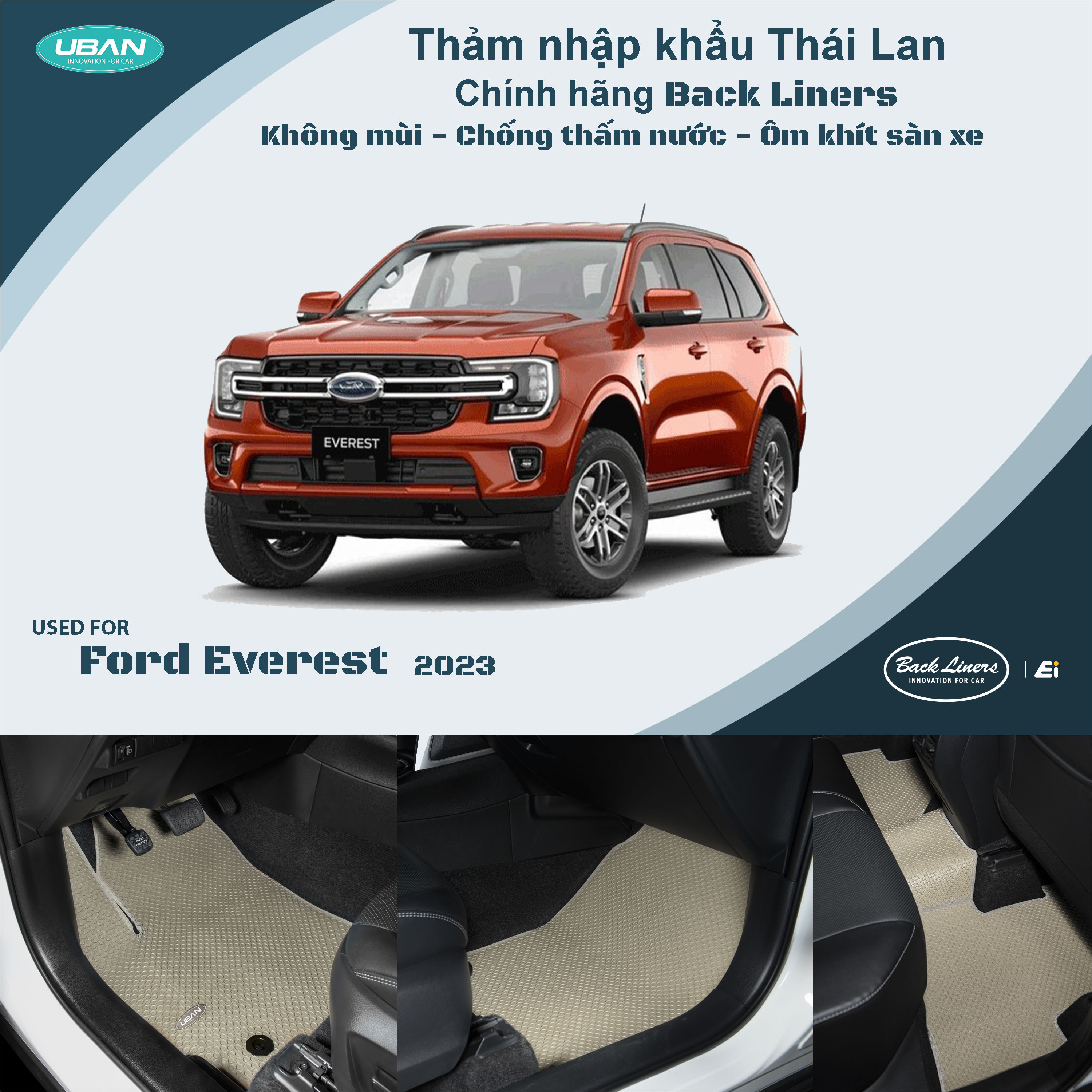Thảm lót sàn ô tô UBAN cho xe Ford Everest 2023 - Nhập khẩu Thái Lan