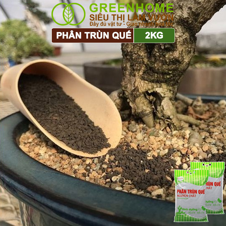 Phân Trùn Quế Greenhome, Lavamix, Bao 2kg, Nguyên Chất, Bổ Sung Dinh Dưỡng, Cải Tạo Đất, Hữu Cơ Tiện Lợi, Bón Rau, Hoa