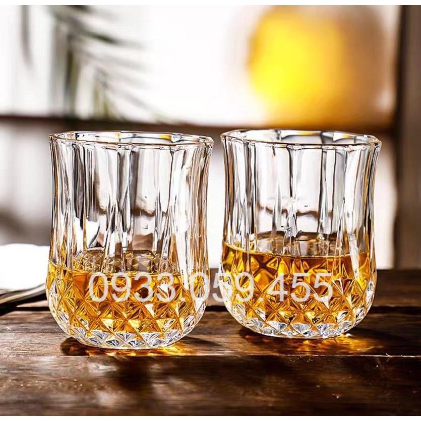Bộ 6 Ly thủy tinh uống nước pha lê cao cấp, Ly Eo, cốc uống ruou whisky 200ML