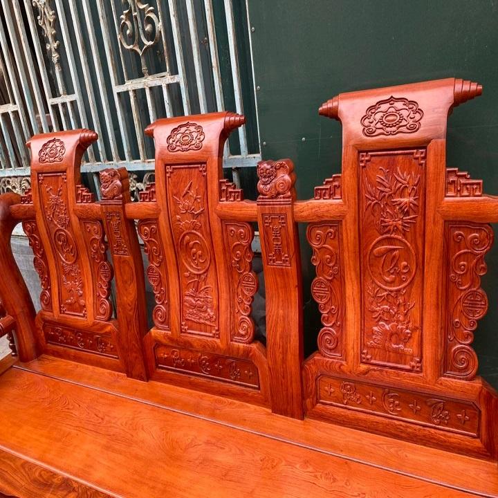 Bộ bàn ghế Tần Thuỷ Hoàng tay 12 gỗ hương đá ( Cột liền , yếm liền ) 6 món hàng đẹp