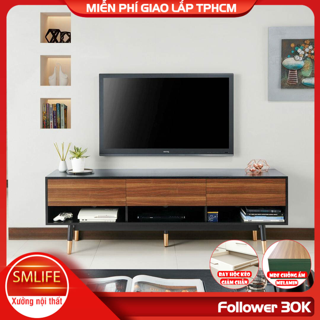 Kệ Tivi gỗ hiện đại SMLIFE Temple | Gỗ MDF dày 17mm chống ẩm | D180xR40xC55cm