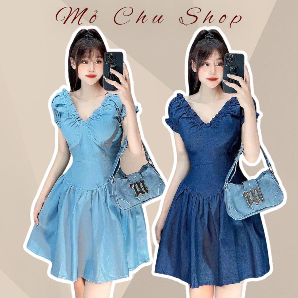 Đầm xòe cổ v tay nhún