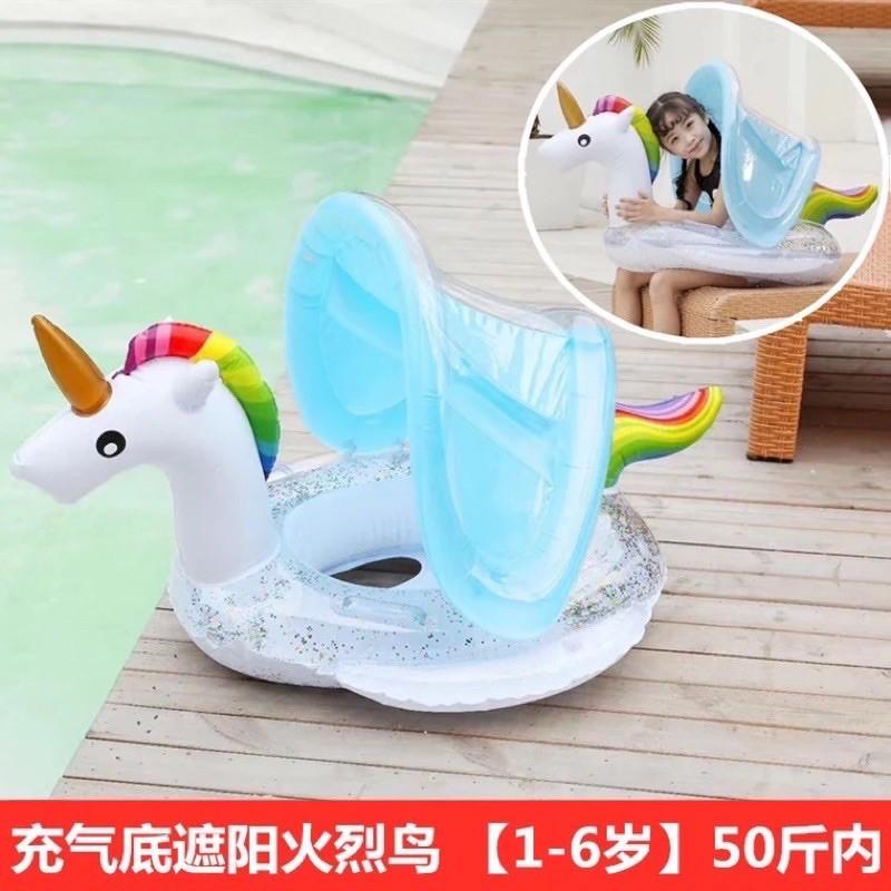 Phao bơi trẻ em có đáy chống lật và mái che hình ngựa pony/ thiên nga siêu xinh