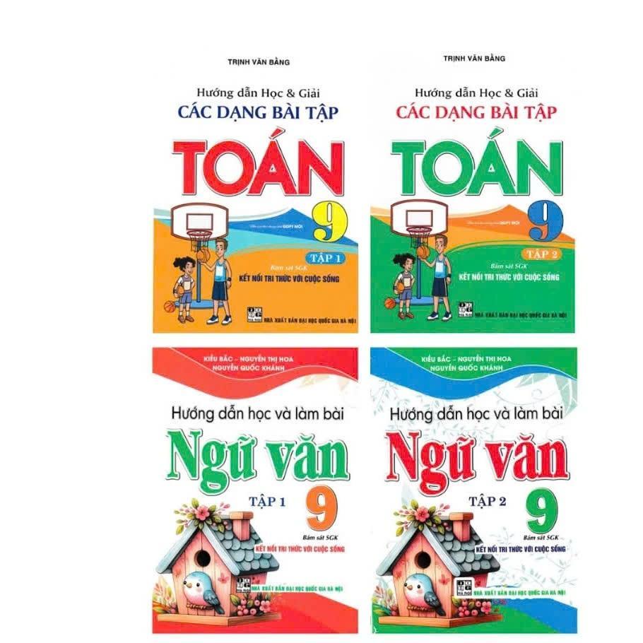 Sách - Hướng Dẫn Học Ngữ Văn 9 + Hướng Dẫn Học Và Phương Pháp Giải Toán 9 - Bám Sát Sgk Kết Nối - Bộ 4 Cuốn - Hồng Ân