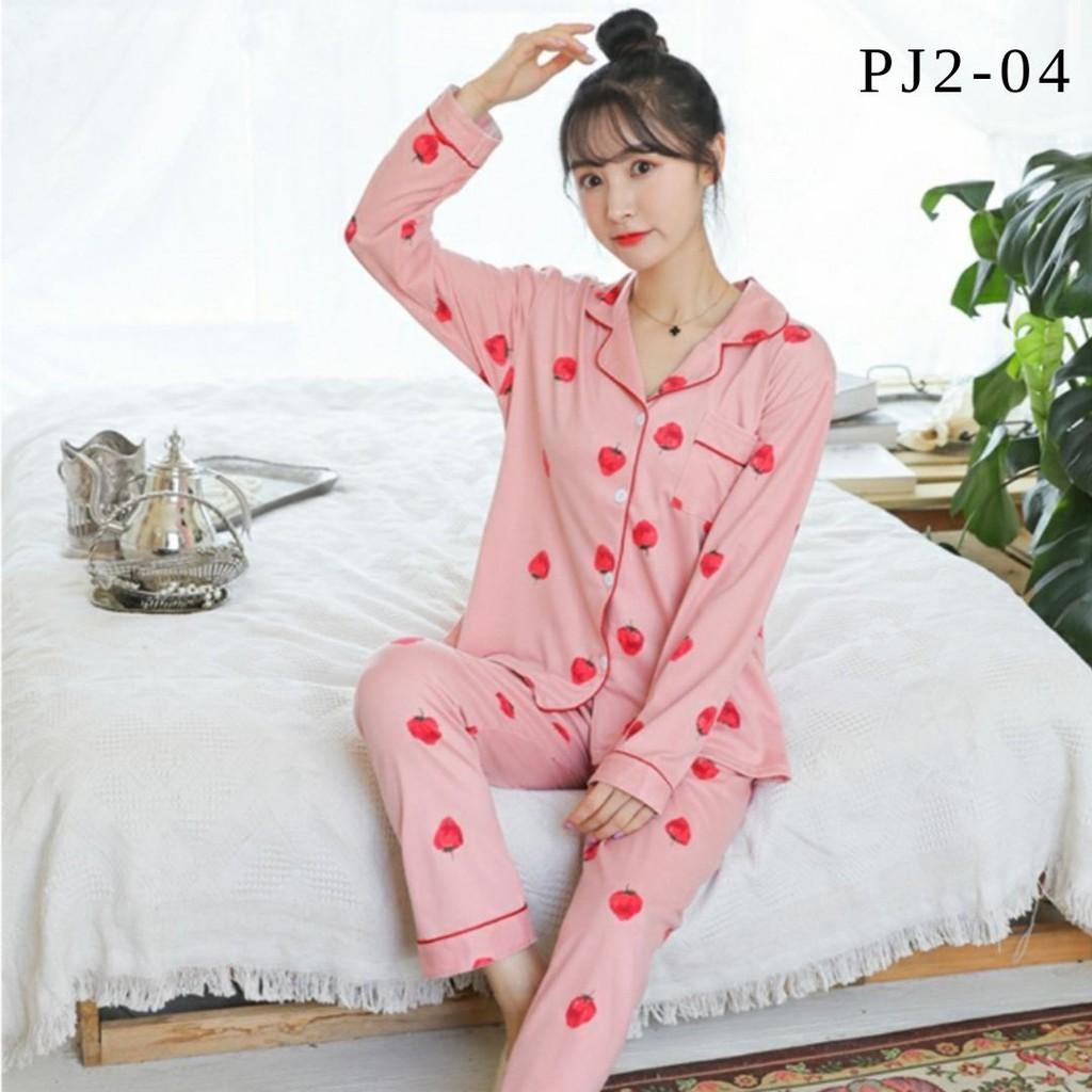 BỘ PIJAMA DÀI TAY COTTON THUN HỌA TIẾT XINH XẮN HÀNG QUẢNG CHÂU CÓ SẴN