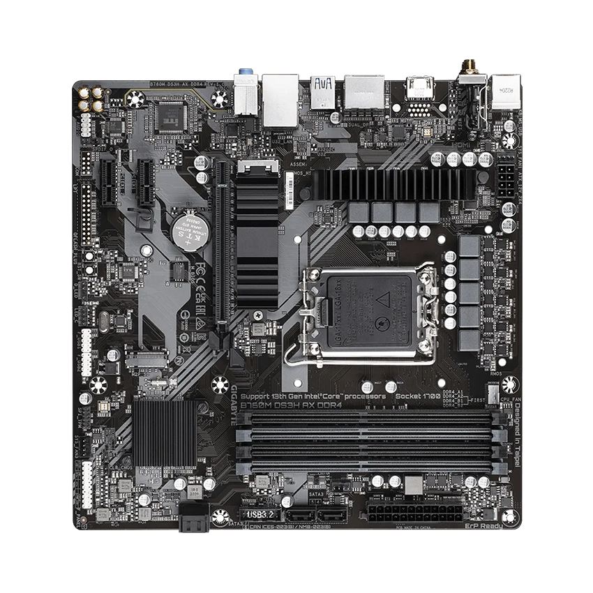 Mainboard Gigabyte B760M DS3H AX DDR4 (Intel B760, Socket LGA1700, M-ATX, 4 khe RAM DDR4) - Hàng Chính Hãng