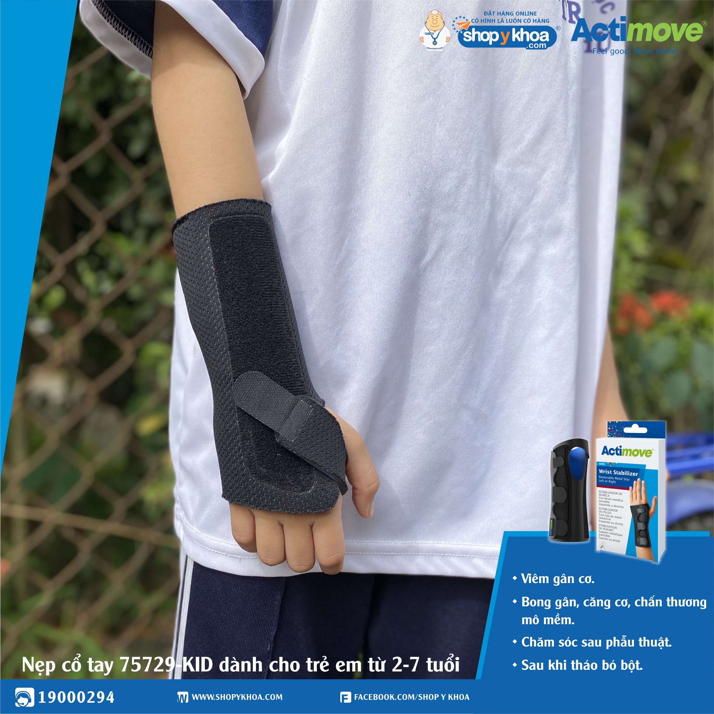 Hình ảnh Nẹp cổ tay 75729-KID dành cho trẻ em từ 2-7 tuổi Actimove Wrist Stabilizer