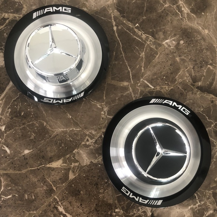 Logo chụp mâm, ốp lazang bánh xe ô tô Maybach AMG, chất liệu nhựa ABS và hợp kim nhôm cao cấp