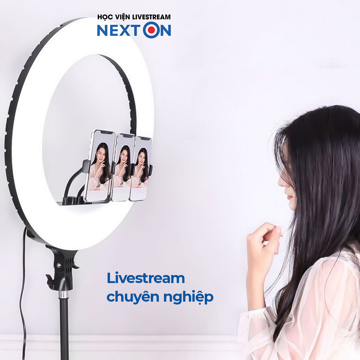 Đèn livestream ring 45cm, Makeup, Quay Phim Vlog Video, Chụp Ảnh SelfieXăm nghệ thuật RL-18 + 3 kẹp điện thoại + Điều khiển từ xa