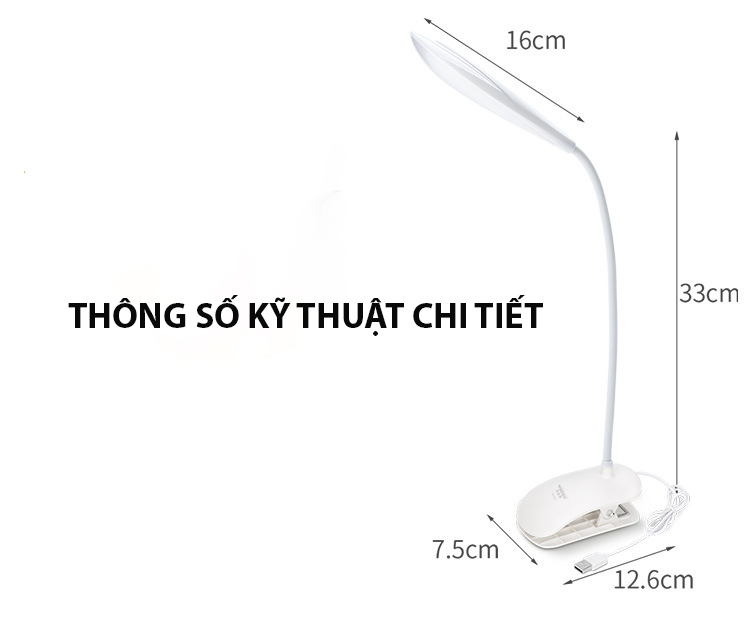 Đèn Bàn Học USB Di Động Cao Cấp Kẹp Bàn – Bảo Vệ Mắt Chống Cận KitAcoom Hàng Chính Hãng Cao Cấp, Không Bao Gồm Củ Sạc