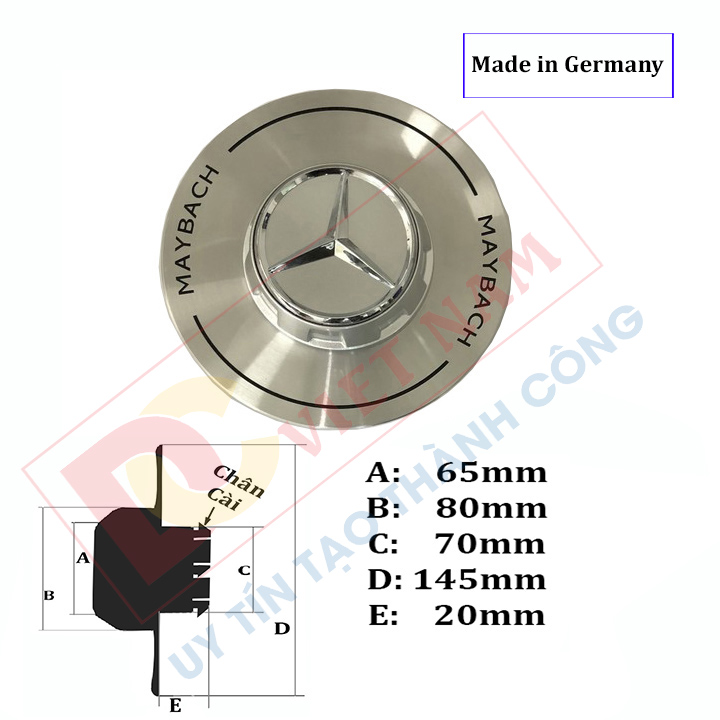 Logo chụp mâm, ốp lazang bánh xe ô tô Maybach A400 Hợp Kim Nhôm Đường kính đĩa 14.5cm