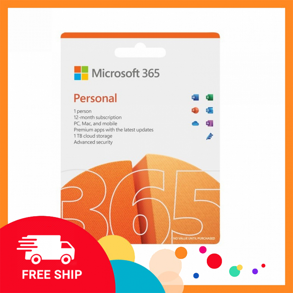 Phần mềm Microsoft 365 Personal English APAC EM Subscr 1YR Medialess P8 ( QQ2-01398 ) - Hàng Chính Hãng