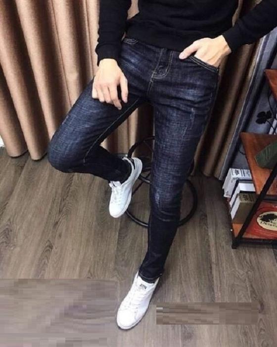 Quần Jean Nam Xanh Đậm Kiểu Dáng Slim Co Giãn Tốt