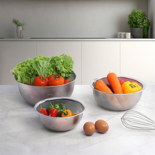 Set 3 rổ inox tròn GKÖCH MYDH1012 (KT 16cm, 20cm và 24cm) hàng chính hãng