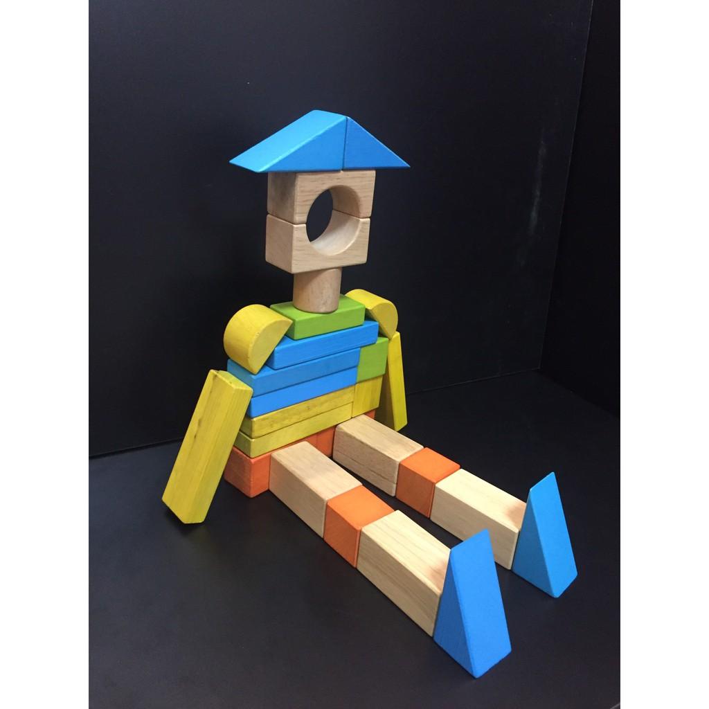 đồ chơi gỗ - Bộ xếp hình xây dựng 54 hình khối