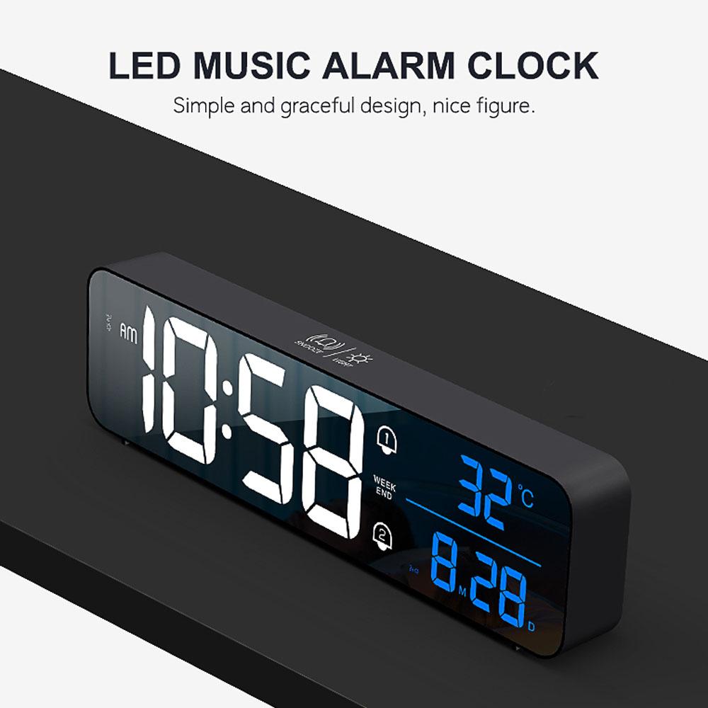 Đồng hồ báo thức kỹ thuật số thông minh màn hình led, thiết kế nhỏ gọn, sang trọng với 13 âm thanh chuông báo